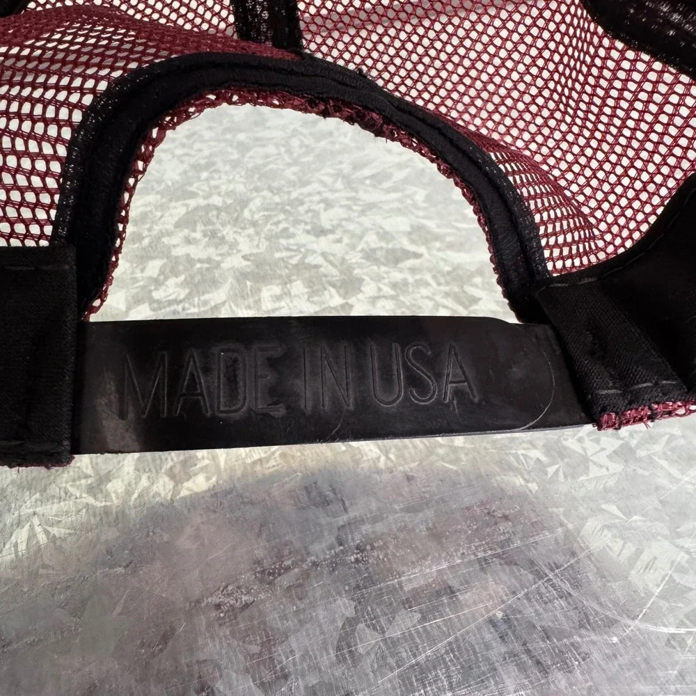 Cap America Trucker Hat Mens OSFA Maroon Excellent Palo Verde‎ Made in USA Mesh